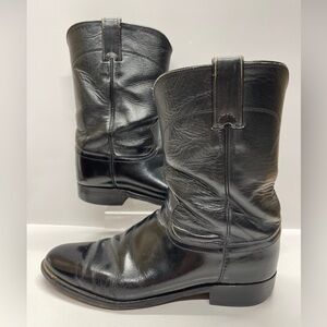 Justin USA Made Black Roper 3702 Leather Western Cowboy Biker Boots Men's 9 D